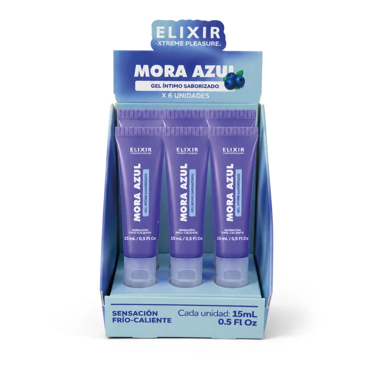 Gel Íntimo Saborizado Mora Azul Elixir - Tamaño: Caja x6 (15ml) Gel Íntimo Saborizado Mora Azul Elixir - Tamaño: Caja x6 (15ml)