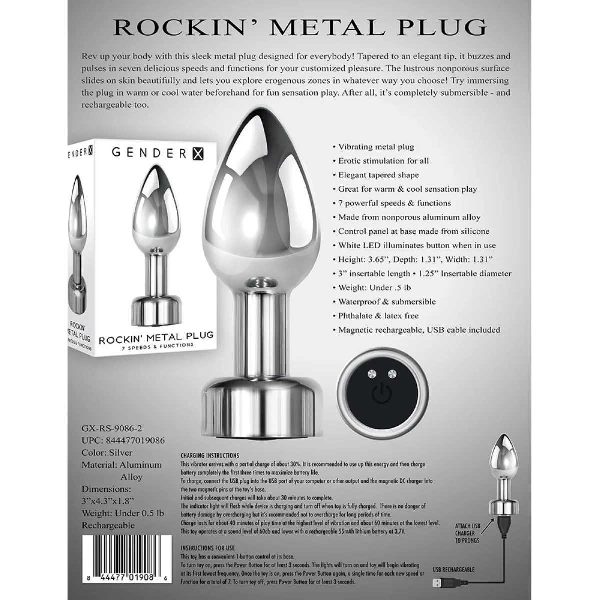 Plug Anal Metálico Rokin Gender X Plug Anal Metálico Rokin Gender X
