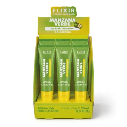 Gel Íntimo Saborizado Manzana Verde Elixir - Tamaño: Caja x6 (15ml)