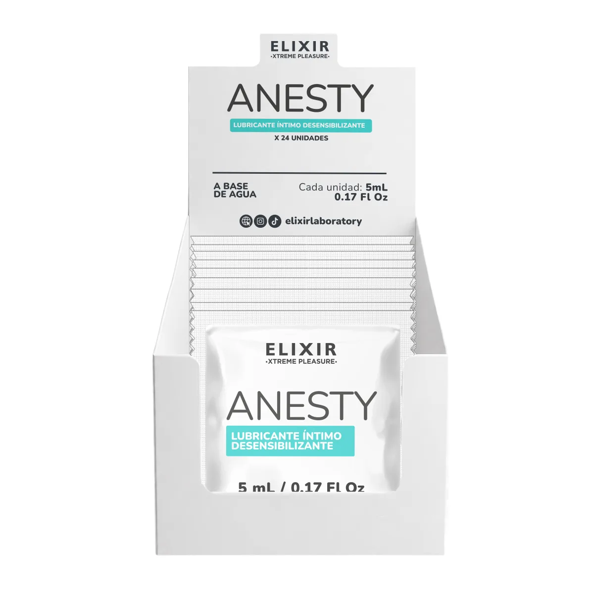 Elixir Anesty Lubricante íntimo Anal Desensibilizante - Tamaño: Sachet Caja X24 Elixir Anesty Lubricante íntimo Anal Desensibilizante - Tamaño: Sachet Caja X24